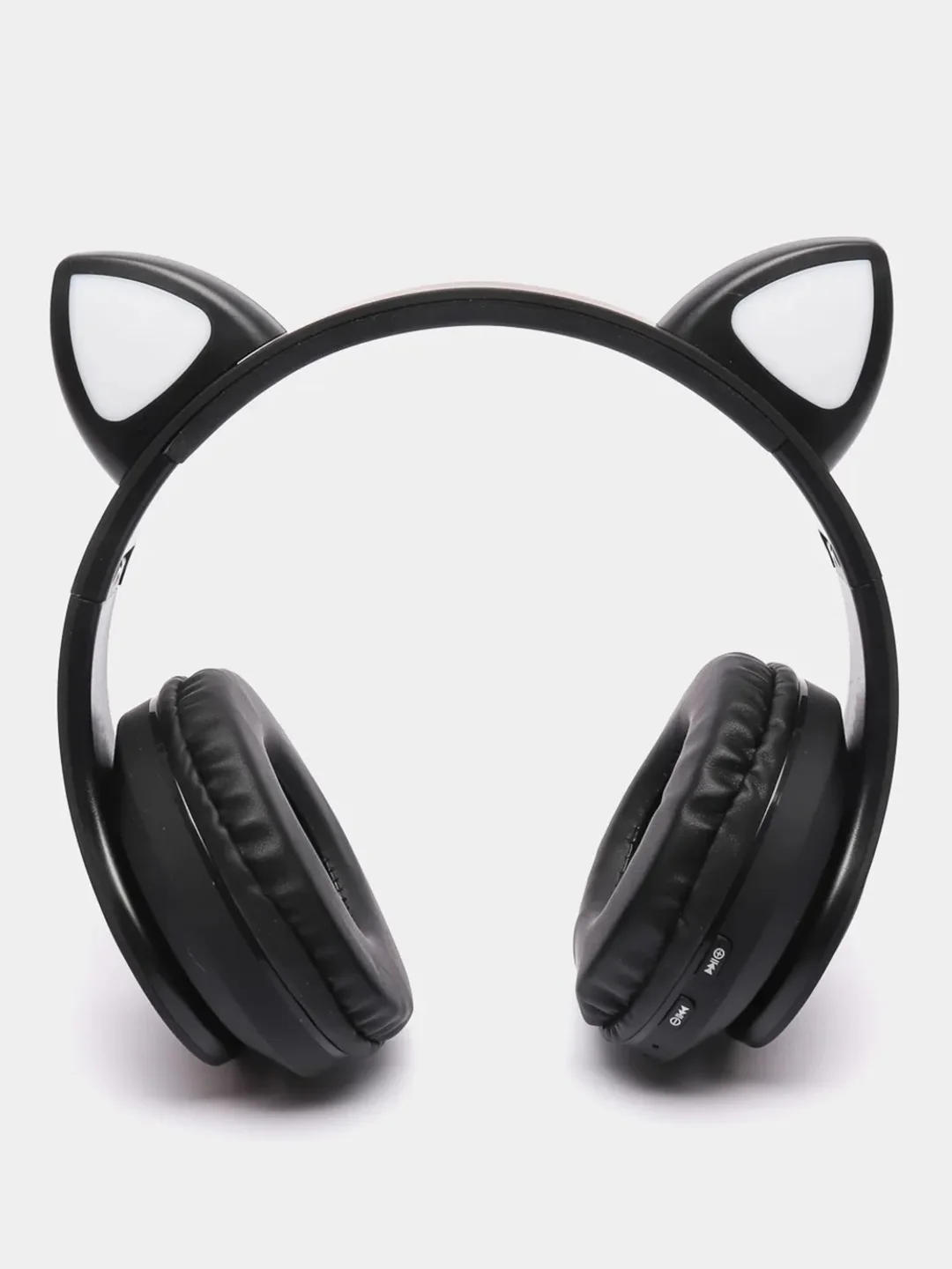 Черный беспроводные светящиеся наушники с bluetooth кошачьи ушки