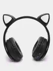 Черный беспроводные светящиеся наушники с bluetooth кошачьи ушки