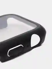 Черный бампер чехол на часы Apple Watch 41мм, кейс накладка с защитным стеклом