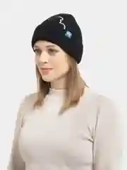 Черный теплая женская шапка с принтом мишки
