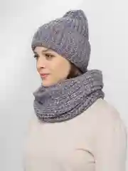 Индиго шапка со снудом/ Шапка зимняя/ Комплект зимний/ Шапка женская