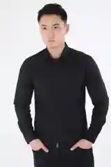 Черный мужская рубашка. 3 цвета: белый, голубый, черный