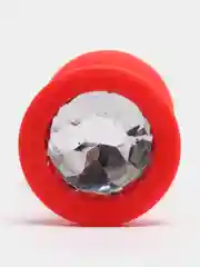 Красный анальная пробка силиконовая с кристалом, 3 размера
