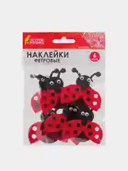 Наклейки из фетра "Божьи коровки", ассорти, 6 штук