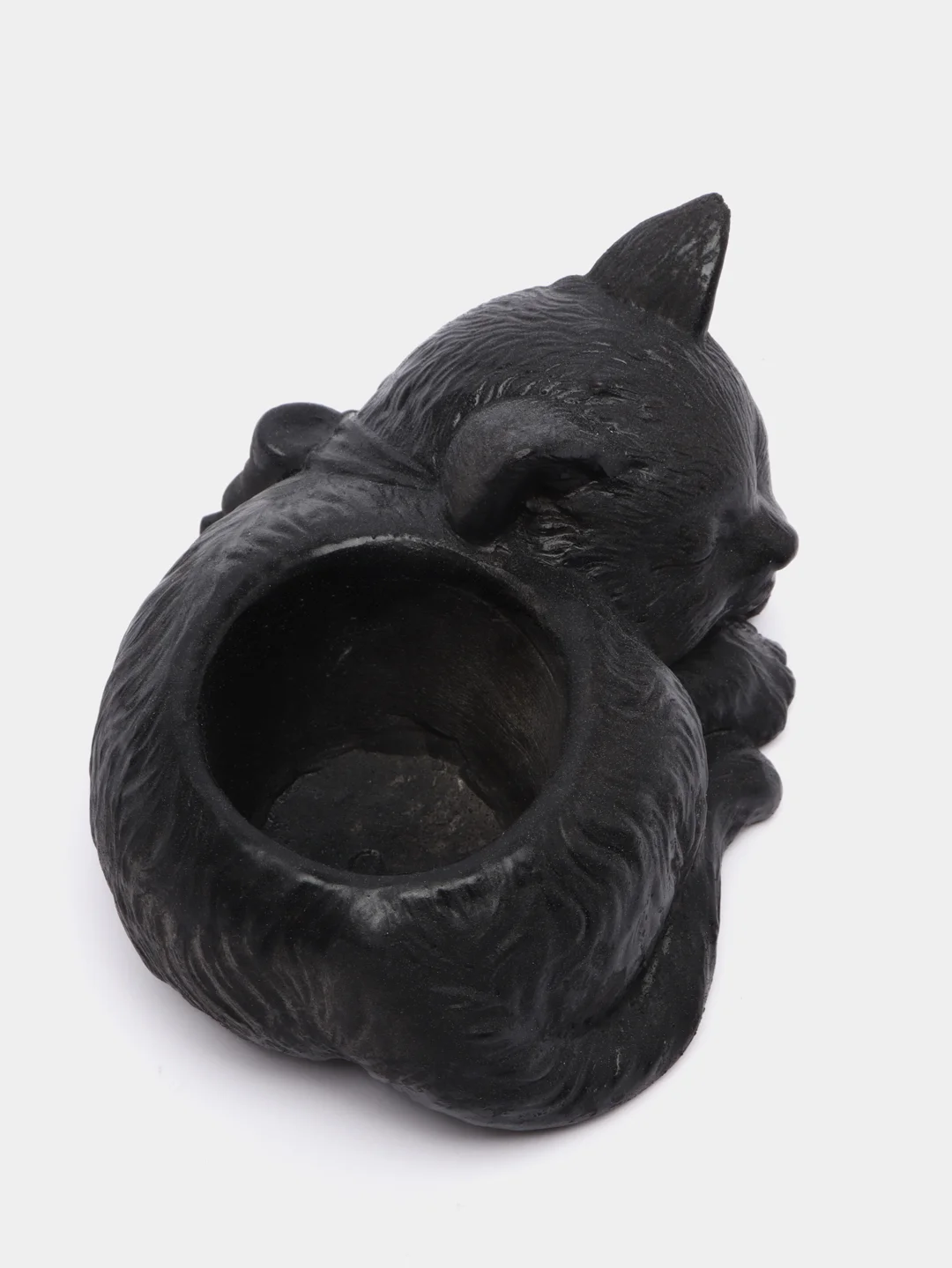 Черный сувенир, кашпо, подсвечник, фигурка кошки, кот , гипс
