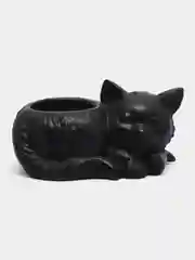 Черный сувенир, кашпо, подсвечник, фигурка кошки, кот , гипс