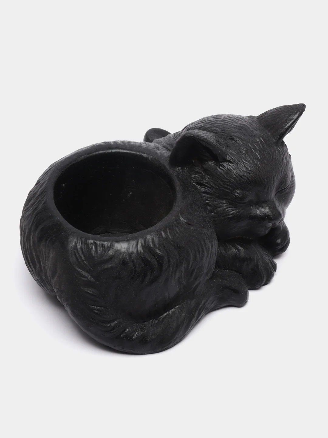 Черный сувенир, кашпо, подсвечник, фигурка кошки, кот , гипс