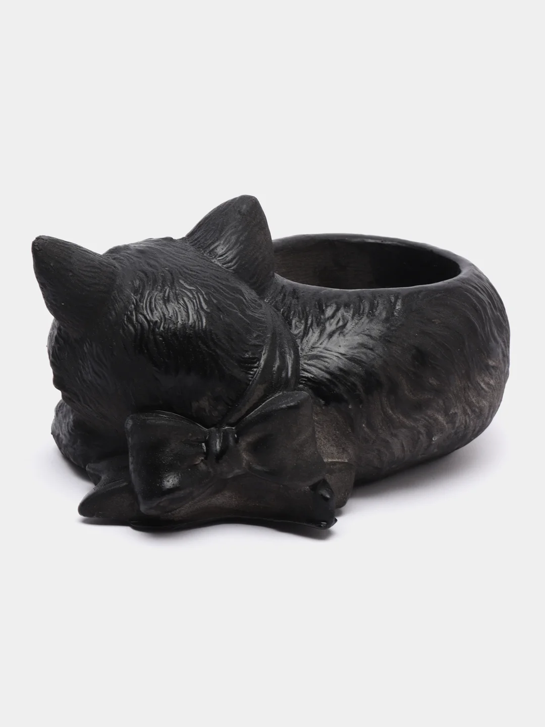 Черный сувенир, кашпо, подсвечник, фигурка кошки, кот , гипс