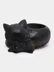 Черный сувенир, кашпо, подсвечник, фигурка кошки, кот , гипс