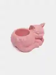 Розовый сувенир, кашпо, подсвечник, фигурка кошки, кот , гипс