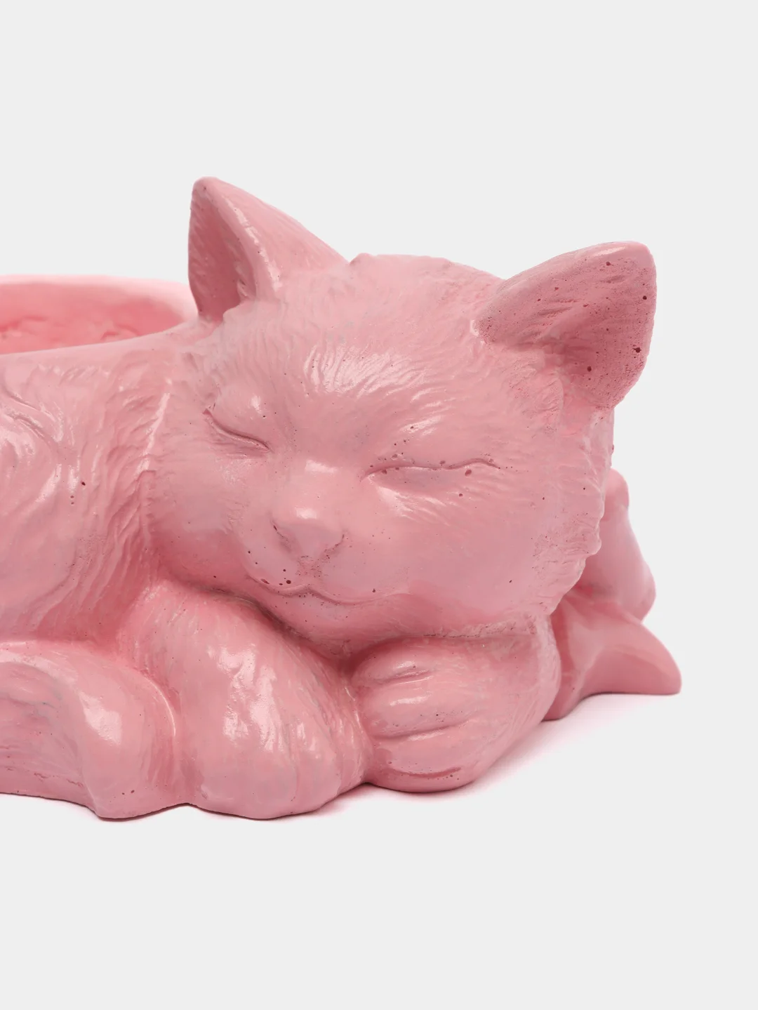 Розовый сувенир, кашпо, подсвечник, фигурка кошки, кот , гипс