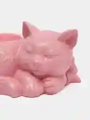 Розовый сувенир, кашпо, подсвечник, фигурка кошки, кот , гипс