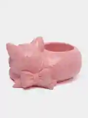 Розовый сувенир, кашпо, подсвечник, фигурка кошки, кот , гипс