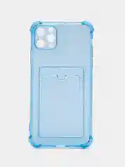 Голубой чехол c карманом для карт iPhone 7 8 Plus X XS XR 11 Pro Max 12 13 mini 14 прозрачный