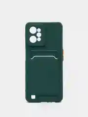 Тёмно-зелёный чехол REALME C31 с карманом для карточки, и защитой камеры