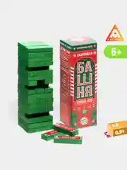 Голубой падающая башня "Новый год!", мини, 54 бруска, наклейки