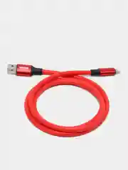 Красный мощный кабель для БЫСТРОЙ зарядки 3А: USB - Lightning, Micro, Type-C, провод шнур зарядник