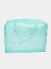 Бирюзовый сумка-косметичка с ручками, на молнии, 23 х 15,5 х 8 см