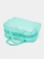Бирюзовый сумка-косметичка с ручками, на молнии, 23 х 15,5 х 8 см