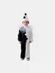 Новогодний карнавальный костюм "Пьеро": колпак, воротник, кофта, штаны, 3-5 лет,104-116 см