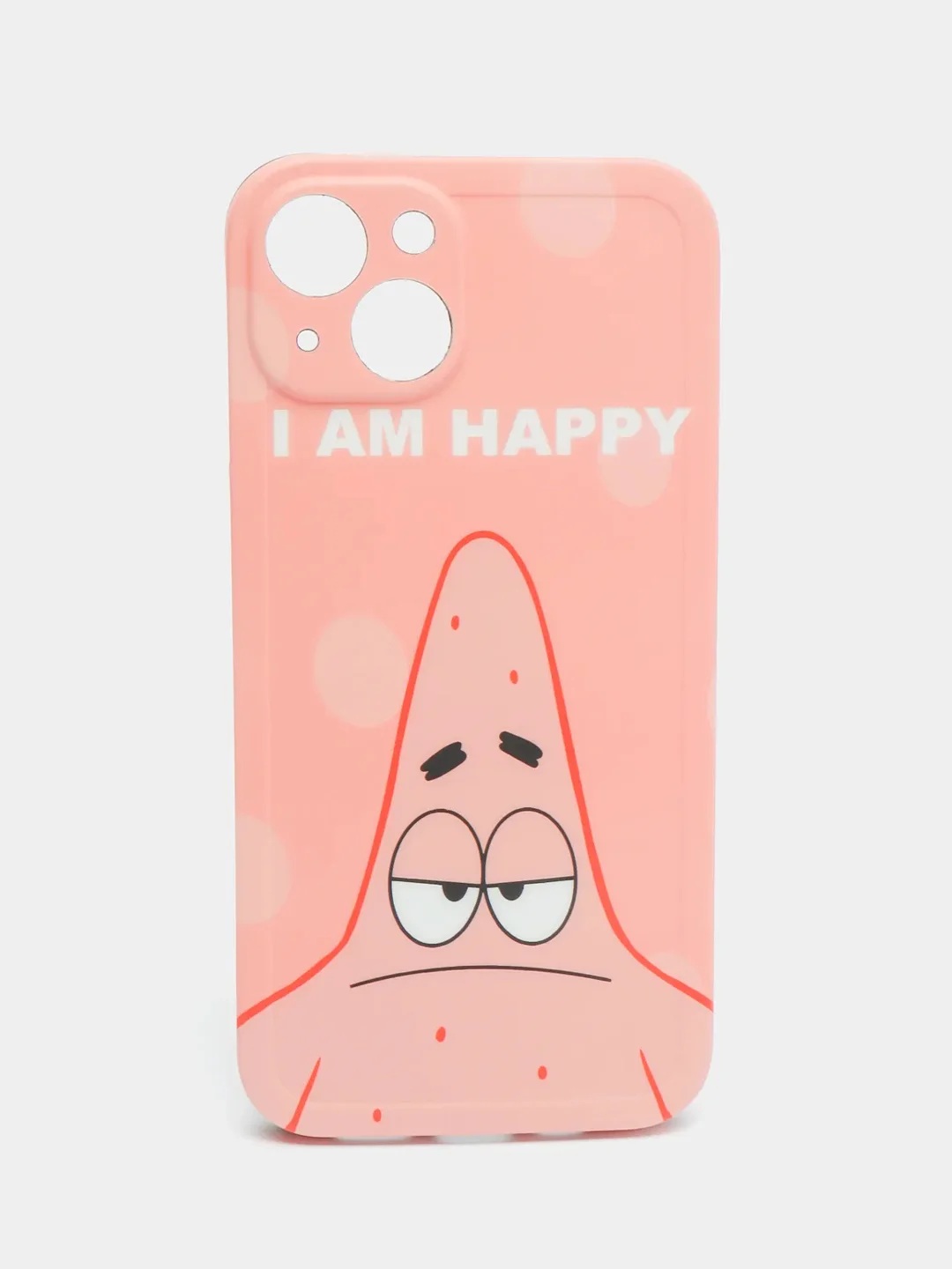 Кораллово-розовый чехол силиконовый для iPhone XR, 11, 12, 13, по мотивам мультфильма "Спанч Боб", матовый