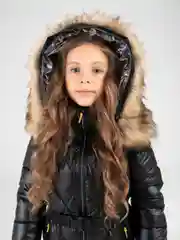 Черный детский зимний комбинезон для девочек