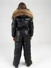 Черный детский зимний комбинезон для девочек