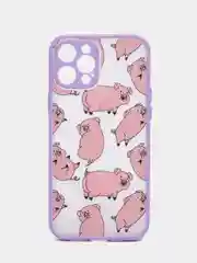 Розовый чехол для IPhone 12, 13, Pro, Pro Max, силиконовый, со свинкой