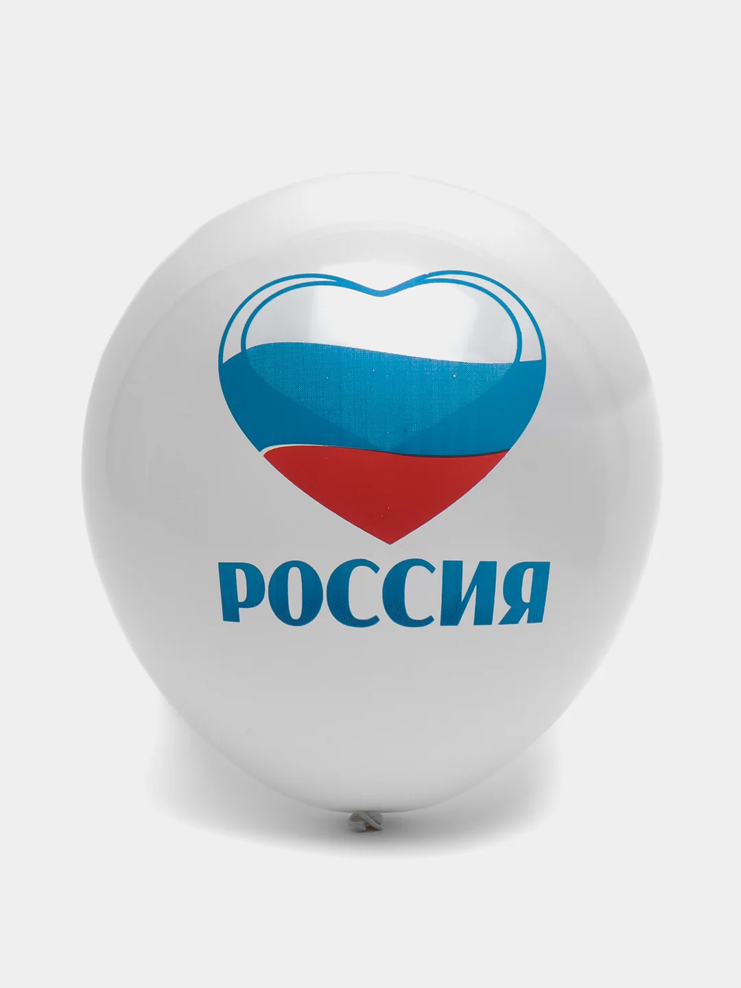 Белый набор из латексных шаров с российской символикой "Россия" 5 штук, Размер: 12"/30 см