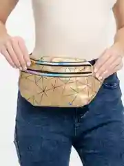Голубой сумка поясная, женская, светоотражающая