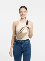 Золотой сумка поясная, женская, светоотражающая