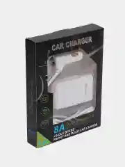 Белый автомобильное зарядное устройство USB с удлинителем 1,6 м, с дополнительными разъемами