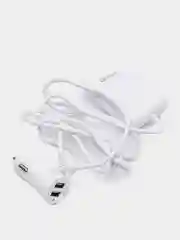 Белый автомобильное зарядное устройство USB с удлинителем 1,6 м, с дополнительными разъемами
