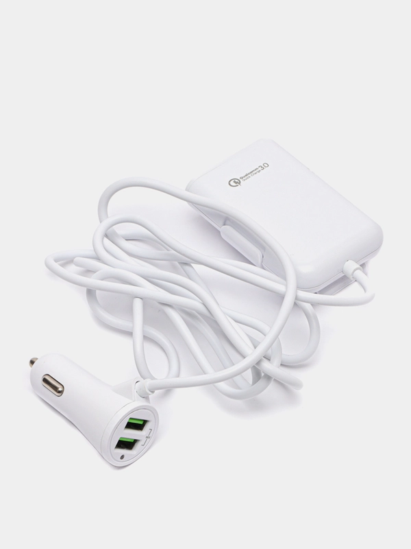 Автомобильное зарядное устройство USB с удлинителем 1,6 м, с дополнительными разъемами