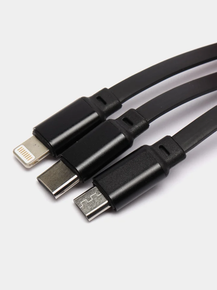 Черный кабель для быстрой зарядки USB Type-C Micro Lightning, для автомобиля