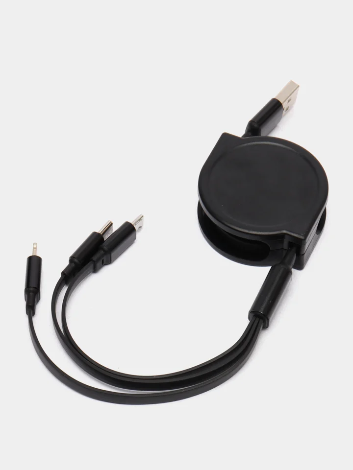 Черный кабель для быстрой зарядки USB Type-C Micro Lightning, для автомобиля