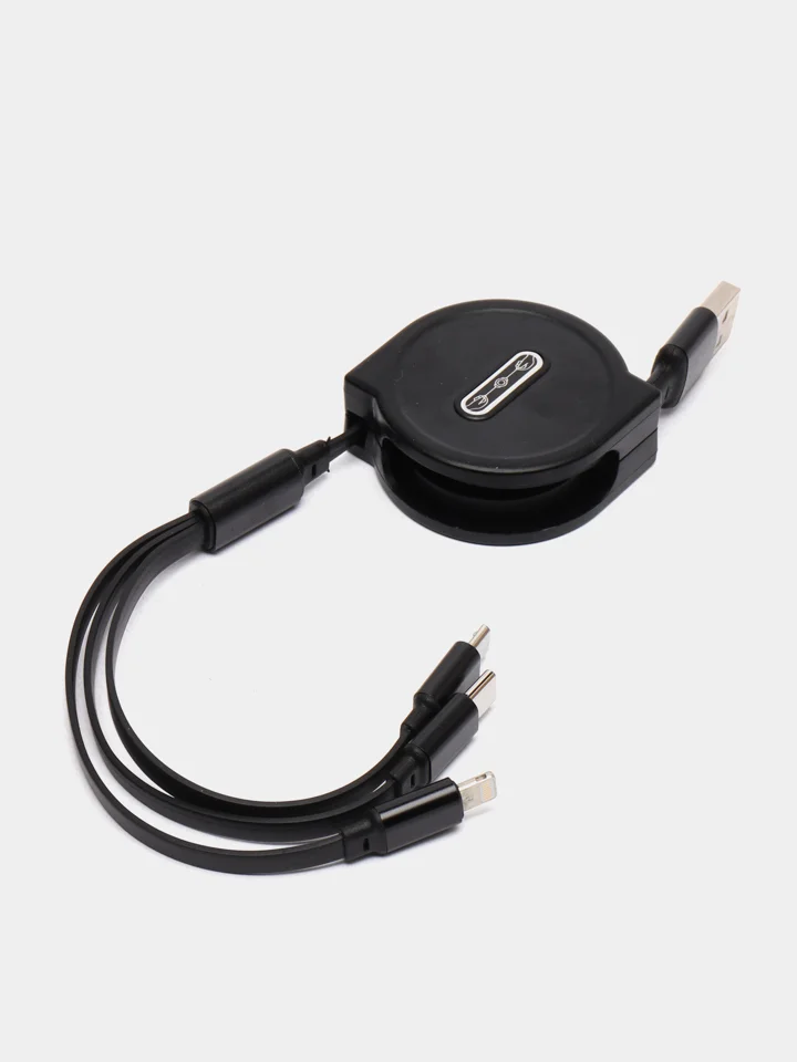 Черный кабель для быстрой зарядки USB Type-C Micro Lightning, для автомобиля