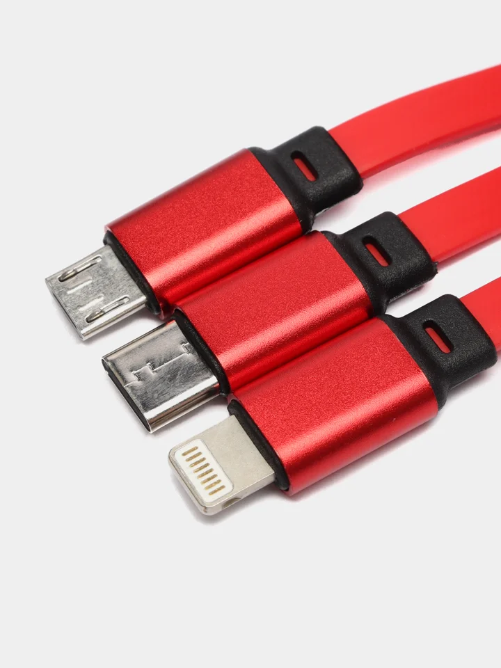 Красный кабель для быстрой зарядки USB Type-C Micro Lightning, для автомобиля