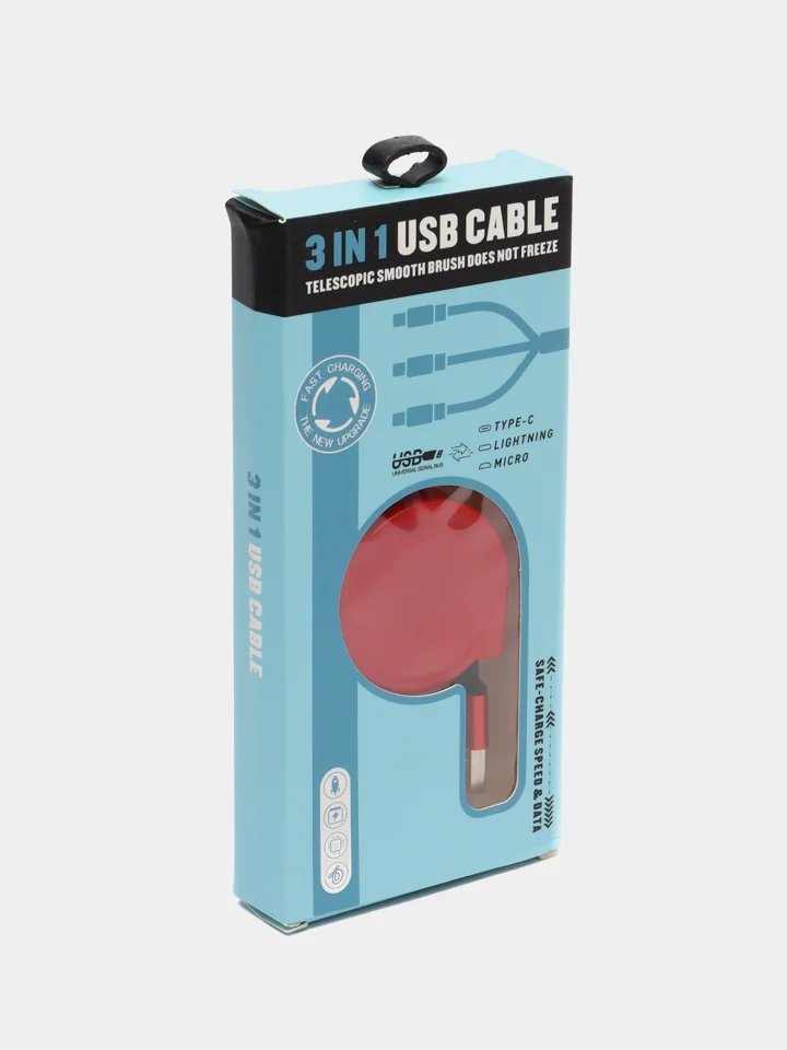 Красный кабель для быстрой зарядки USB Type-C Micro Lightning, для автомобиля
