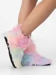 Розовый угги ,обувь домашняя, радужные
