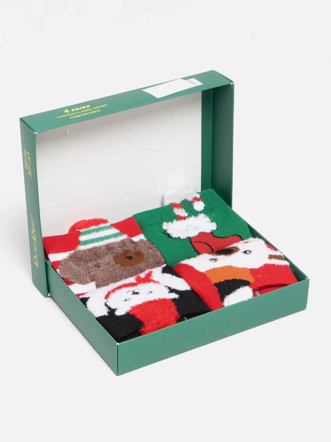 Зеленый носки новогодние, в подарочной упаковке Merry Cristmas, 4 пары, унисекс
