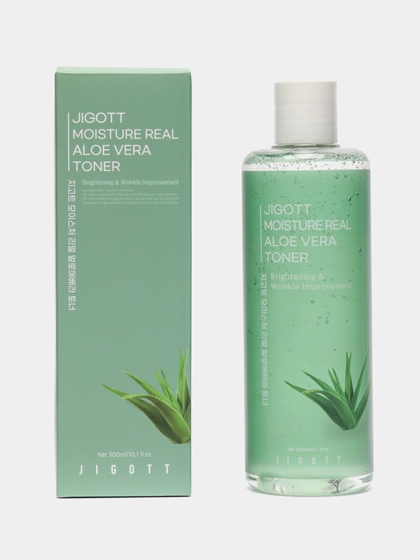 Тонер для лица увлажняющий с алоэ Jigott Moisture Real Aloe Vera Toner, 300 мл
