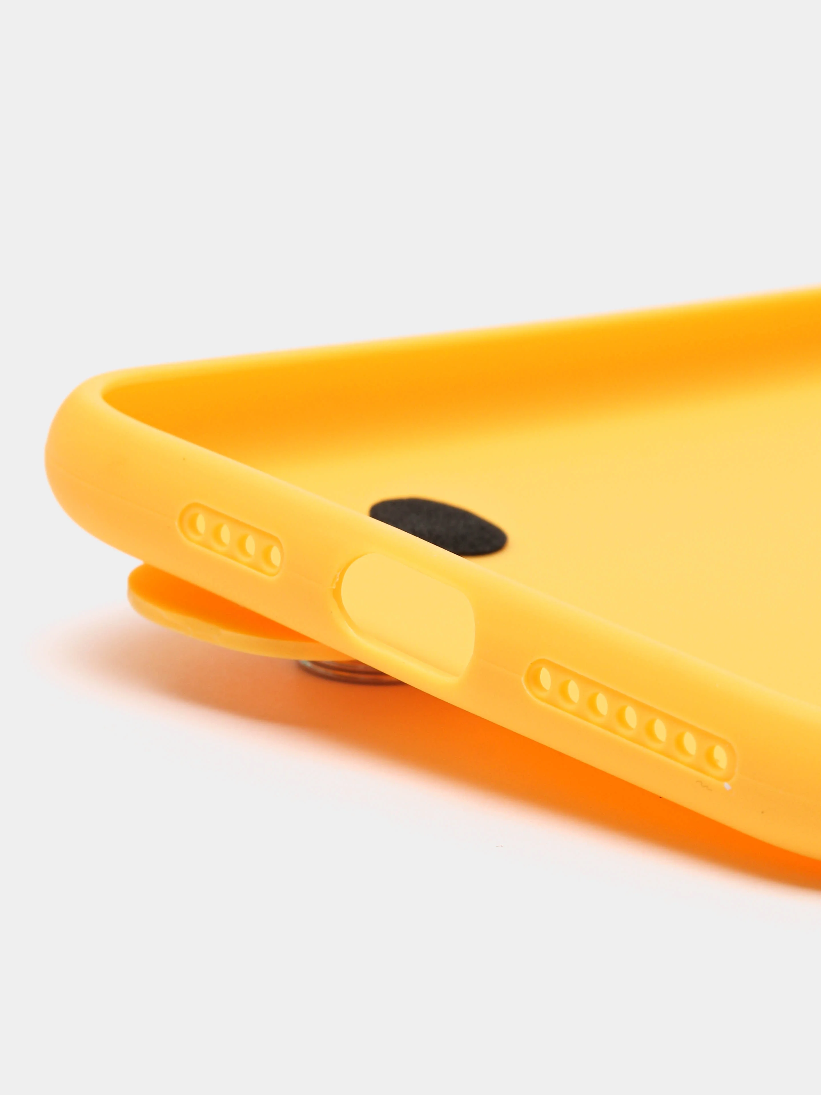Желтый чехол для Apple iPhone XS Max силиконовый, с ручкой