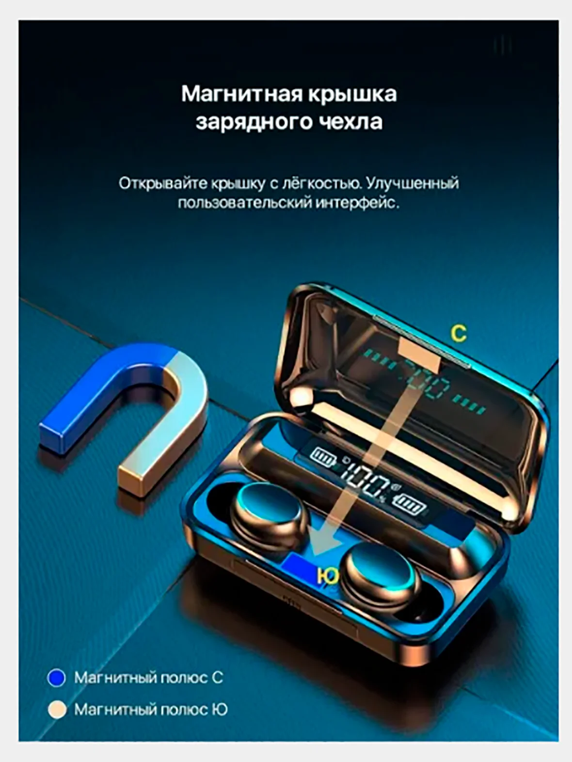 Черный беспроводные наушники TWS F9-5 2200 мА/ч, c функцией powerbank