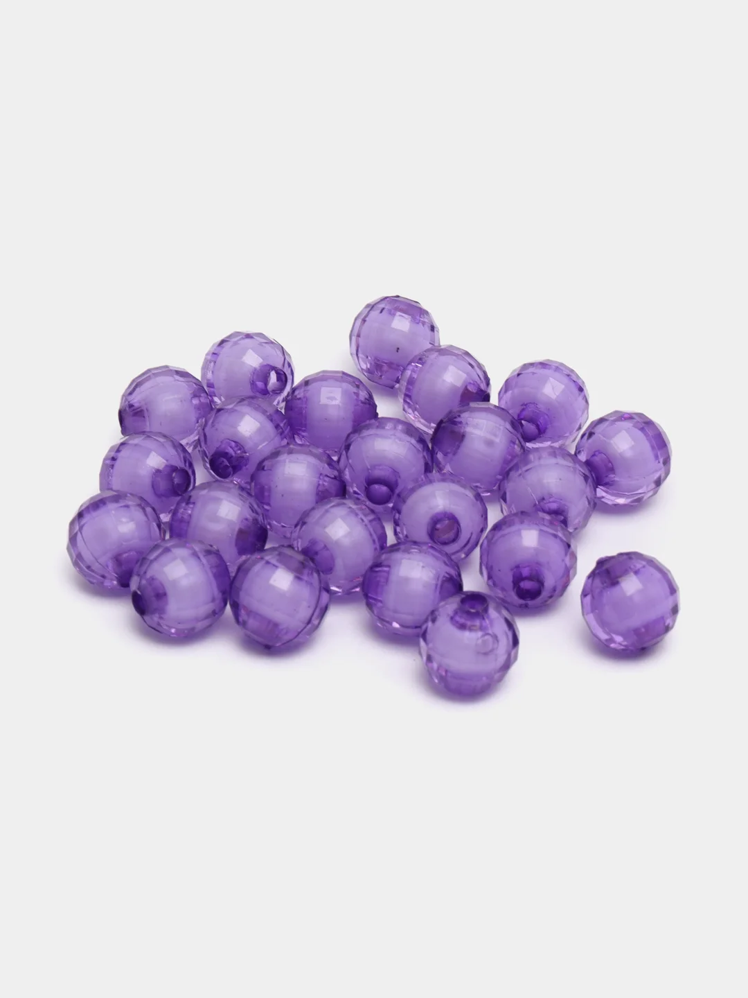 Фиолетовый бусины, круглые, акриловые, граненые, 50 штук