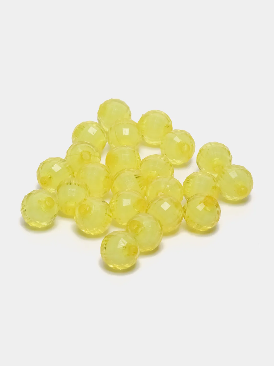Лимонный бусины, круглые, акриловые, граненые, 50 штук