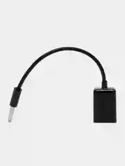 Черный кабель для автомагнитолы OTG - 3.5 Jack 0,14 м. USB (мама) 3.5 Jack (папа)