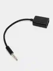 Черный кабель для автомагнитолы OTG - 3.5 Jack 0,14 м. USB (мама) 3.5 Jack (папа)