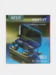 Наушники вакуумные беспроводные M10 с Power Bank, USB кабелем, дисплей с процентом заряда