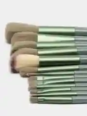 Зеленый набор кистей для макияжа Morandi, 13 штук в мешочке